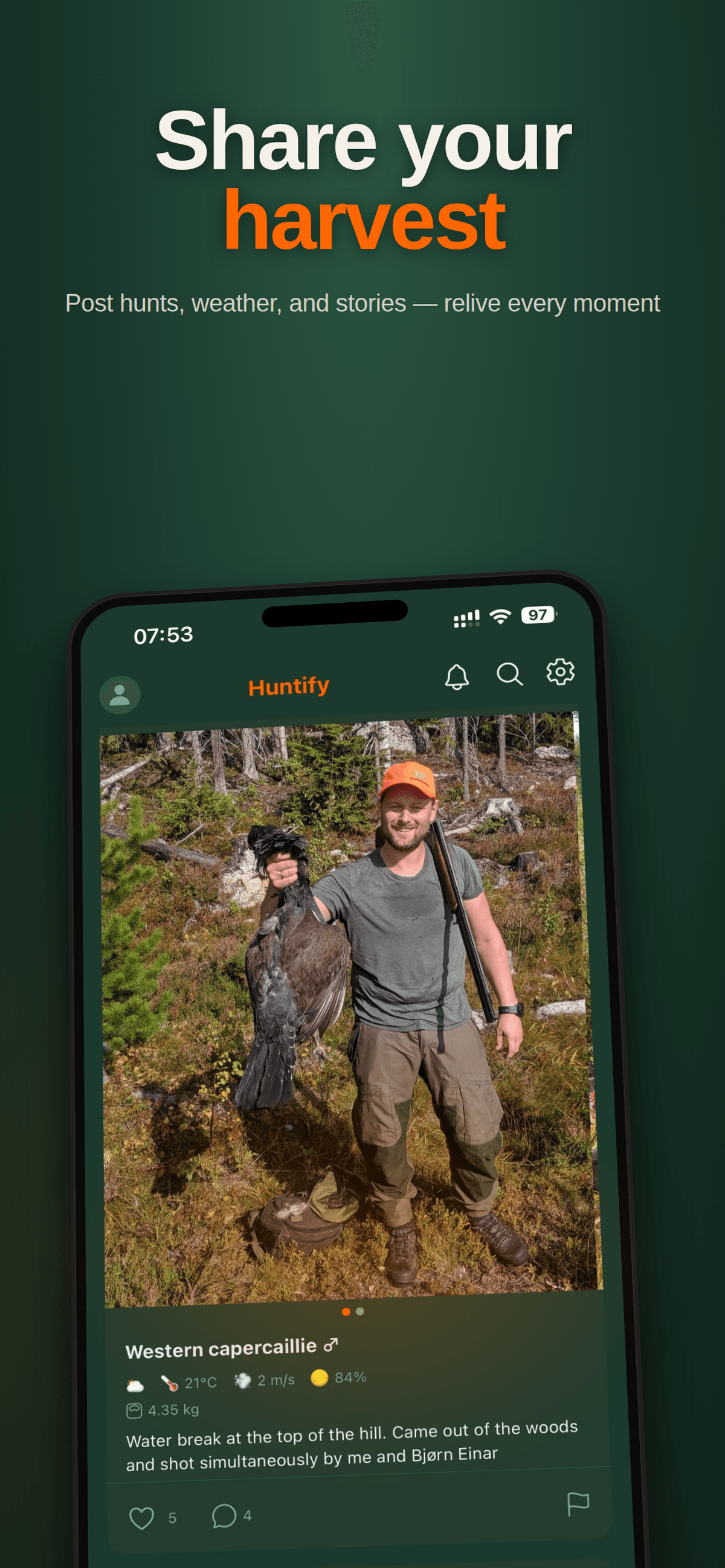 Huntify feed — share your harvest